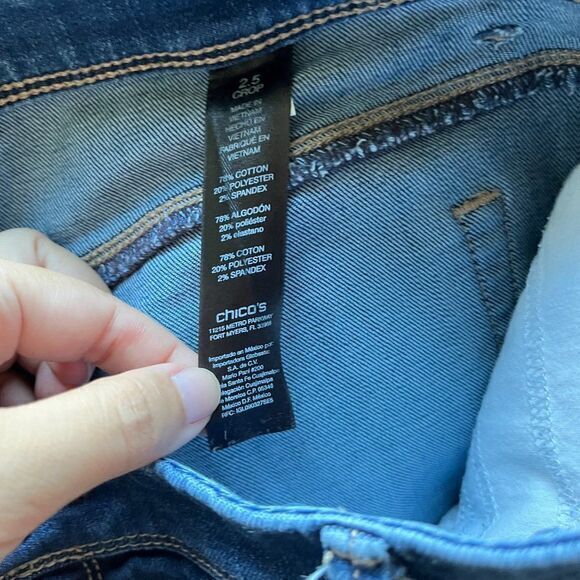 Chico’s So Slimming Girlfriend Jeans Womens Size 2.5 L 14 Blue‎ Denim Ski… - Picture 9 of 11